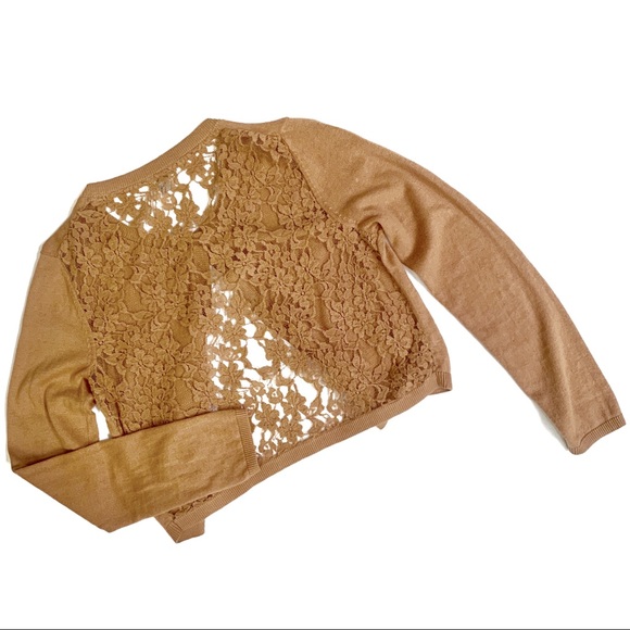 Fossil Tan Lace Crop Cardigan Size XS - Picture 4 of 4